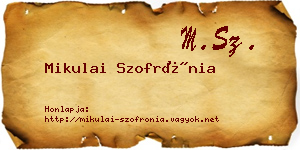 Mikulai Szofrónia névjegykártya